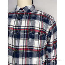 Camisa quadriculada de linha casual masculina para jovens